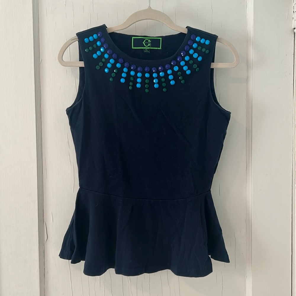 C Wonder bejeweled peplum top